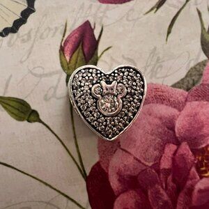 Authentic Pandora Disney Mickey & Minnie Sparkling Heart Charm #792049CZ